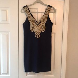 Lilly Pulitzer navy and gold shift dress - size 2